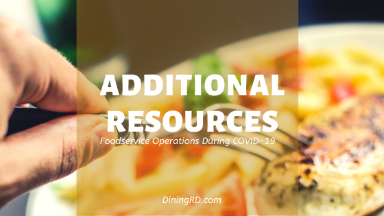 Additional ideas for foodservice operations during COVID-19